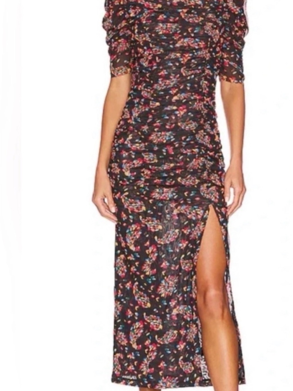 Free People Black Floral Maxi Dress with Side Slit